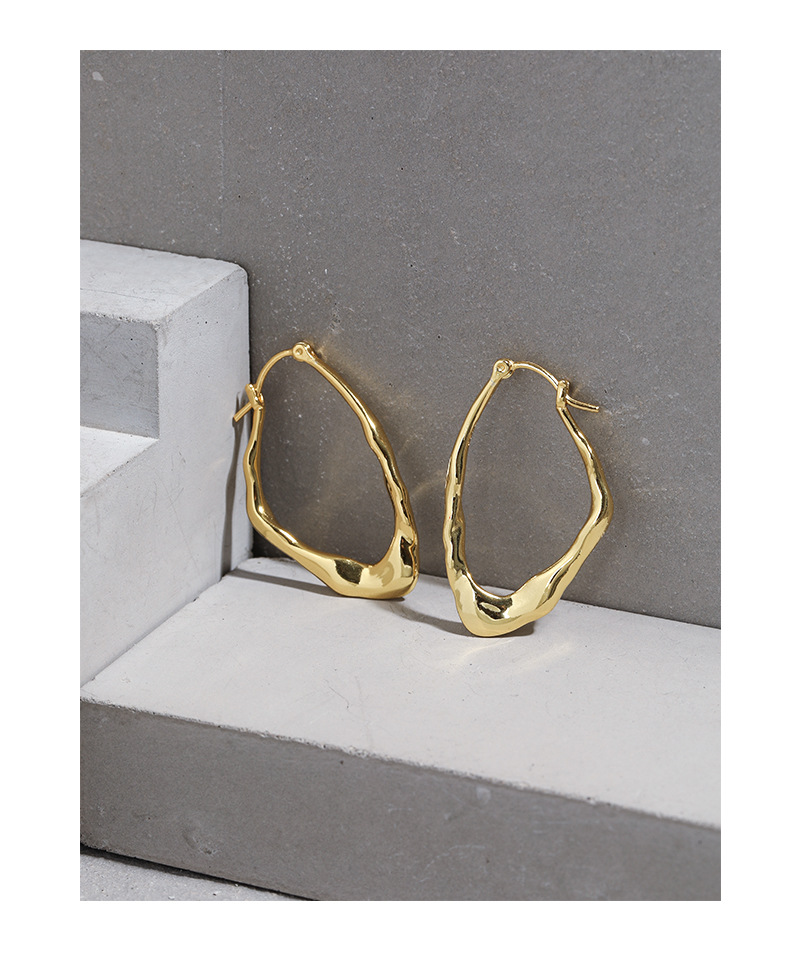 Earrings Classification Festival Occasion Niche Design Sense Minimalist Wild Irregular Surface Texture S925 Sterling Silver Earrings