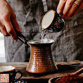 1现货秒发 土耳其手工加厚铜咖啡壶热煮茶壶木柄防热 手冲壶
