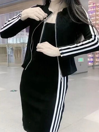 Spring and summer fashionable suit dress for women 2025 new long-sleeved coat top slim sexy sling bag hip skirt two-piece set