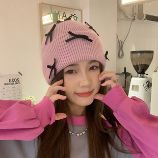 ins风网感蝴蝶结冷帽Ins Style Mesh Bow Cold Hat