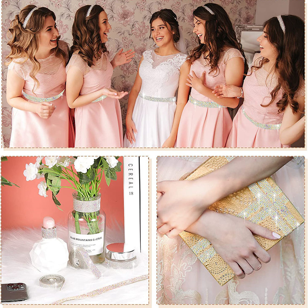 Transfronteriza especial DIY autoadhesivo tira de diamantes de imitación cinturón decorativo ropa Etiqueta de coche de juguete accesorios de diamante adhesivo decorativo diamante