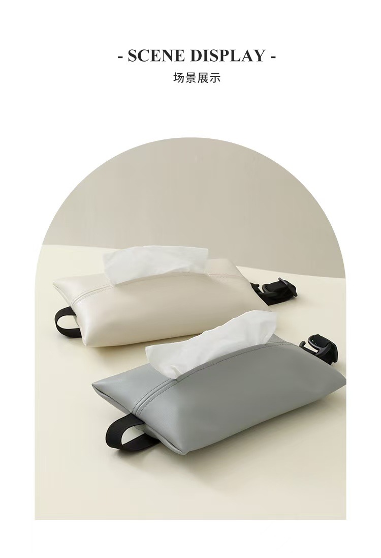 Leather Tissue Box, Leather Tissue Storage, Car Seat Strap, Car-Mounted Invisible Tissue Box
