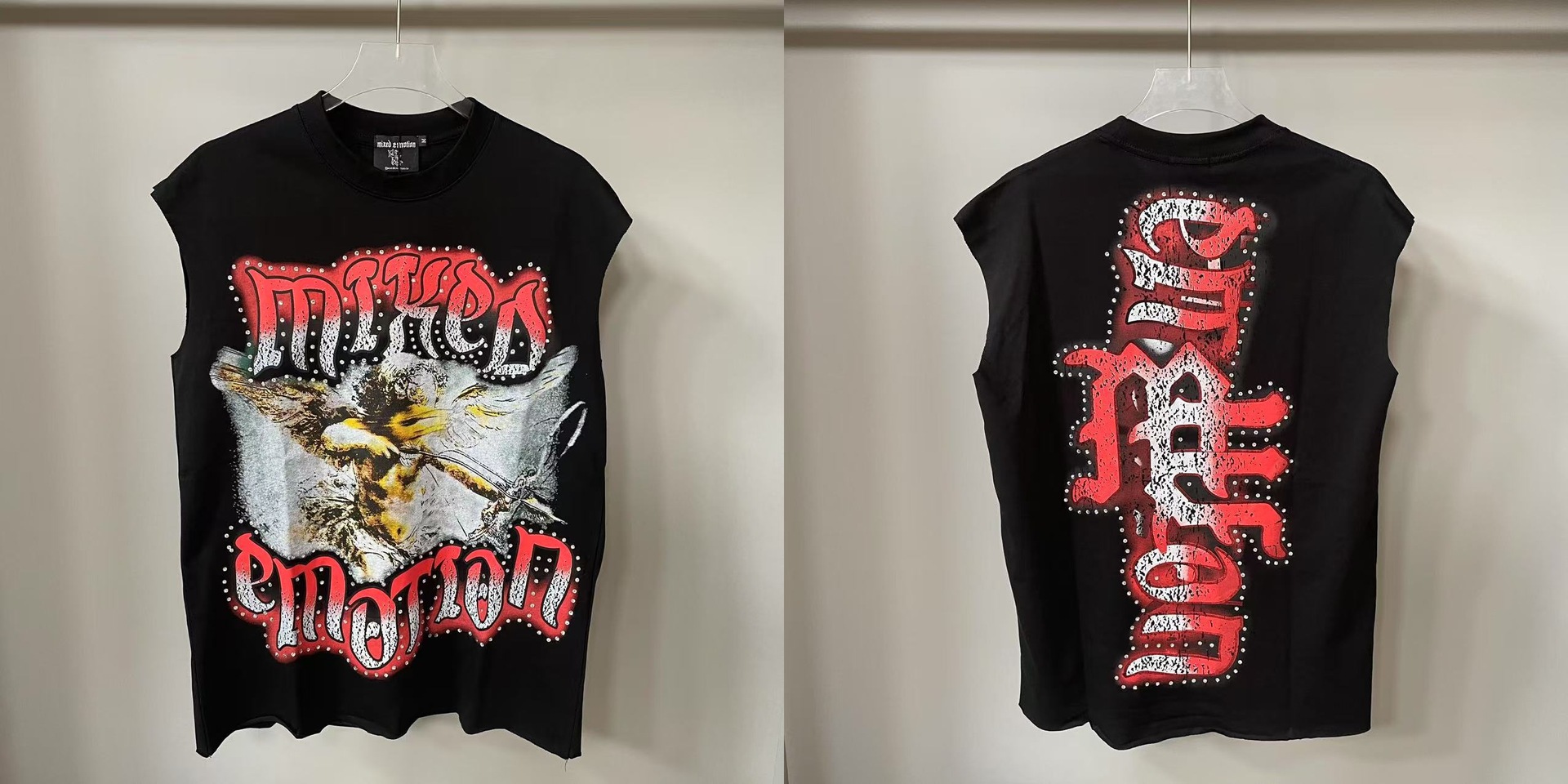 Transfronterizos MIXED EMOTION Ángel Impresión extraterrestre camiseta de hombre y mujer callejera de diamante de cuello redondo de manga corta