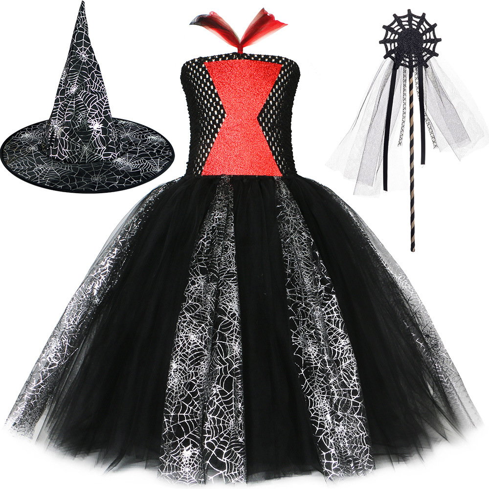 Abbigliamento per neonate costume ragazze ragnatela strega gonna vestito strega vestito gonna in tulle a rete_voghion.com