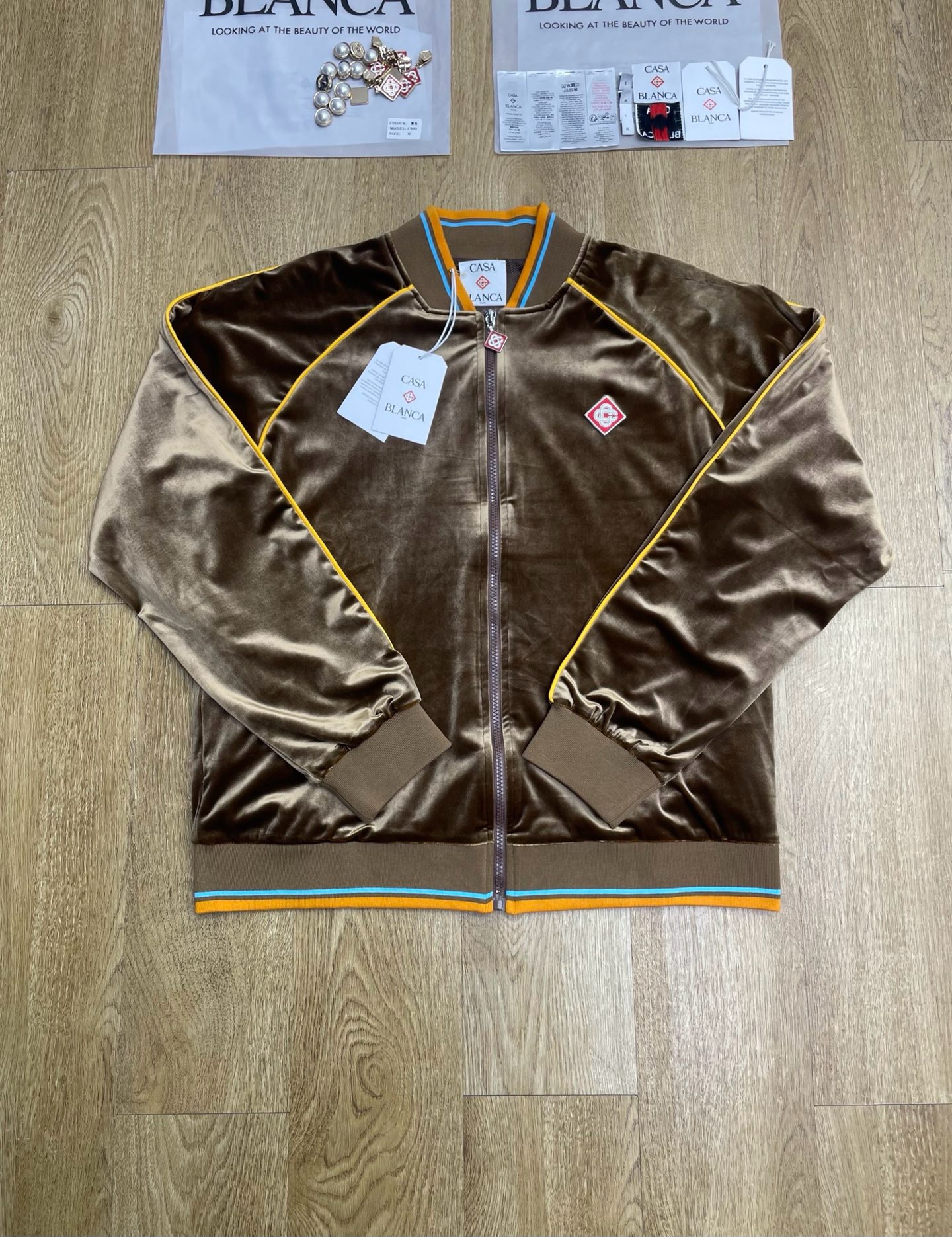 Casablanca Velvet Track Jacket Brown