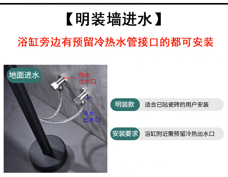 Factory direct sales of floor-standing faucets, bathroom floor-standing concealed installation, pre-embedded cold and hot exposed bathtub faucets undefined