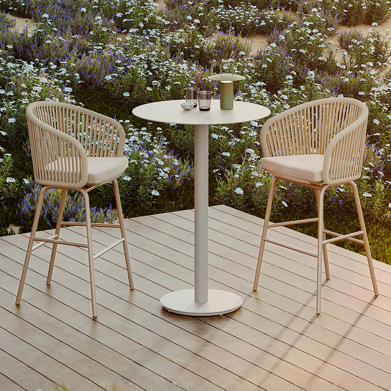 Mesa y silla al aire libre patio balcón protección solar impermeable ocio silla de caña muebles jardín al aire libre terraza mesa y silla de caña combinación