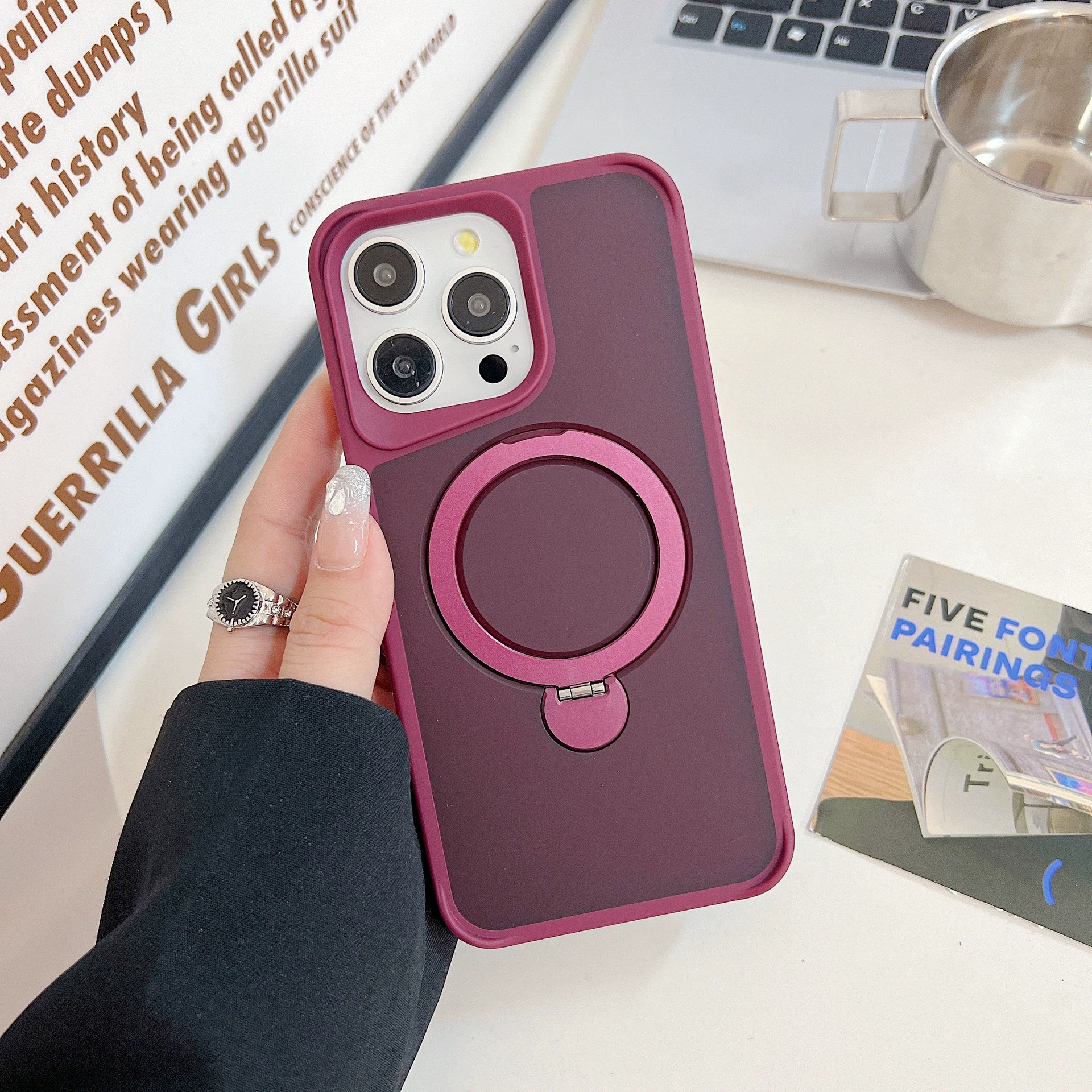 Магнитная подставка для iPhone 16 Pro, вращающаяся на 360 градусов, магнитный чехол для телефона, подходит для 15 Pro Max