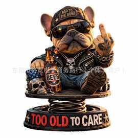 跨境新品Bulldog car ornament中指斗牛犬车载树脂摆件车辆装饰品