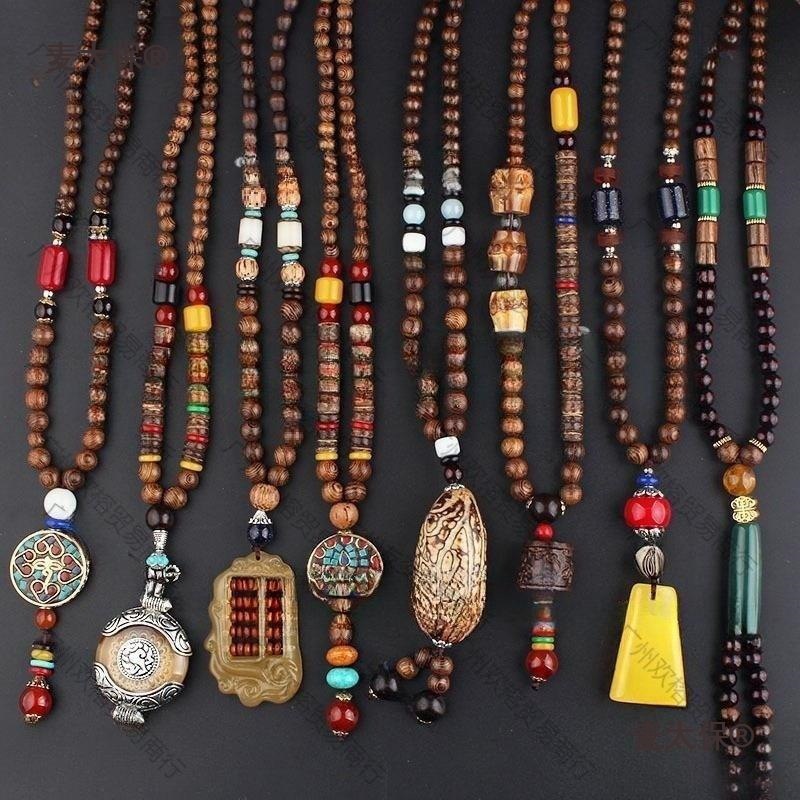 麦太保麦太保西藏特色工艺品民族风项链女复古装饰品木质吊麦太保