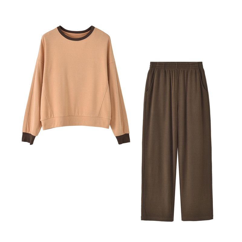 Autumn New Style Complete Set of Casual Loungewear Suitable for Going Out, Silk Cashmere Pajamas, Warm Autumn and Winter Set 970