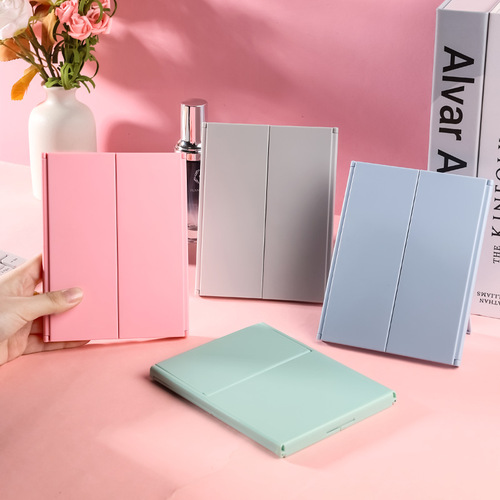 Travel Mirror 3-in-1 Folding Makeup Mirror, Portable Foldable Mirror, DIY Touch-up Mirror, High Definition Handheld Mirror, Plastic Mirror for Girls