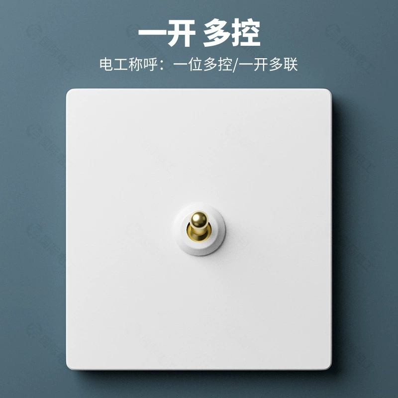TEP International Electrician Brass Rod Retro White Switch Panel 86 Type Household SIDE 1 Open Three 5 Five Hollow