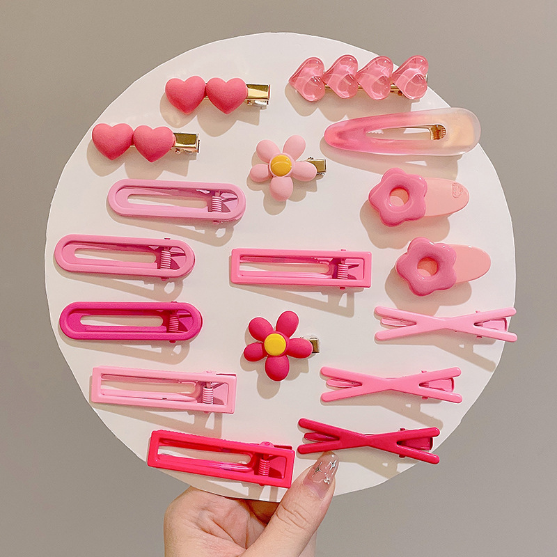 Pin de pelo de verano de dopamina rosa de alto nivel de sensación de frangeo un clip de pelo de frente acabado de pelo de broche adorable adornamiento para el pelo