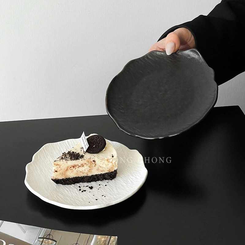 Ins style irregular rock pattern ceramic plate high appearance cake plate dessert plate creative western food plate sushi plate B&