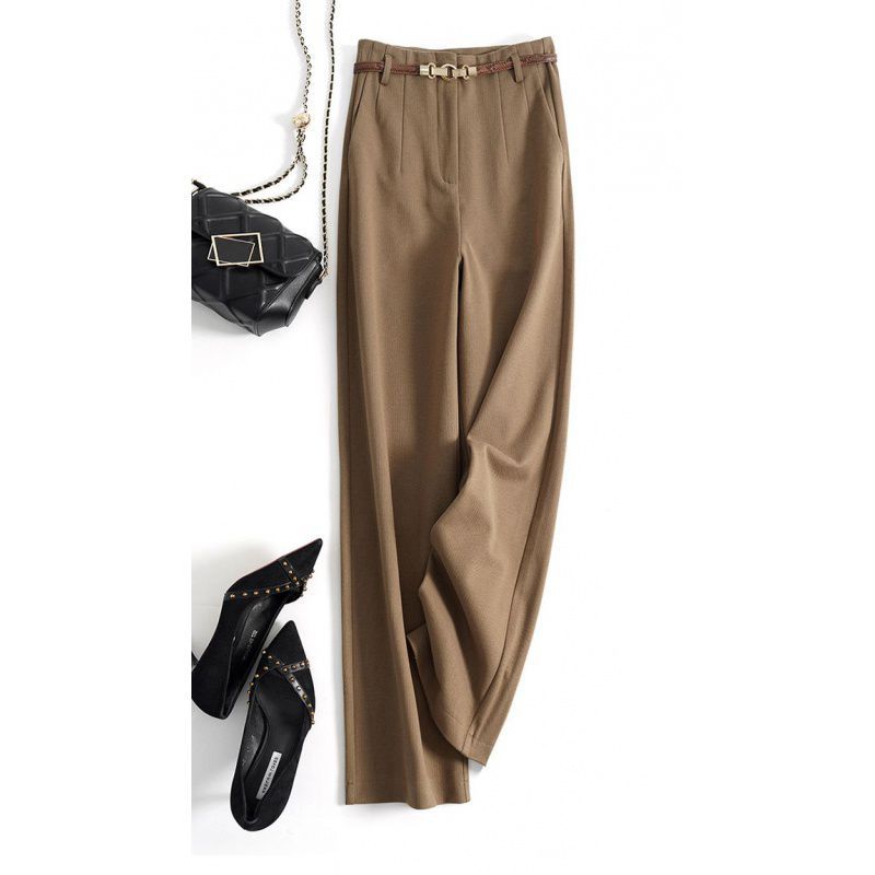 Lazy Style Woolen Pants for Women, New Autumn and Winter Wide-Leg Pants, Long Straight-Leg Pants, Thickened Woolen Casual Pants for Women