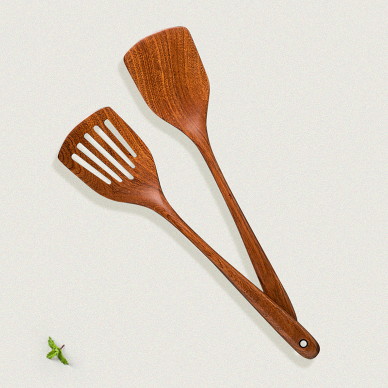 烏檀木鍋鏟不粘鍋長柄煎鏟木質廚房家用炒菜鏟木鏟木勺套裝漏鏟