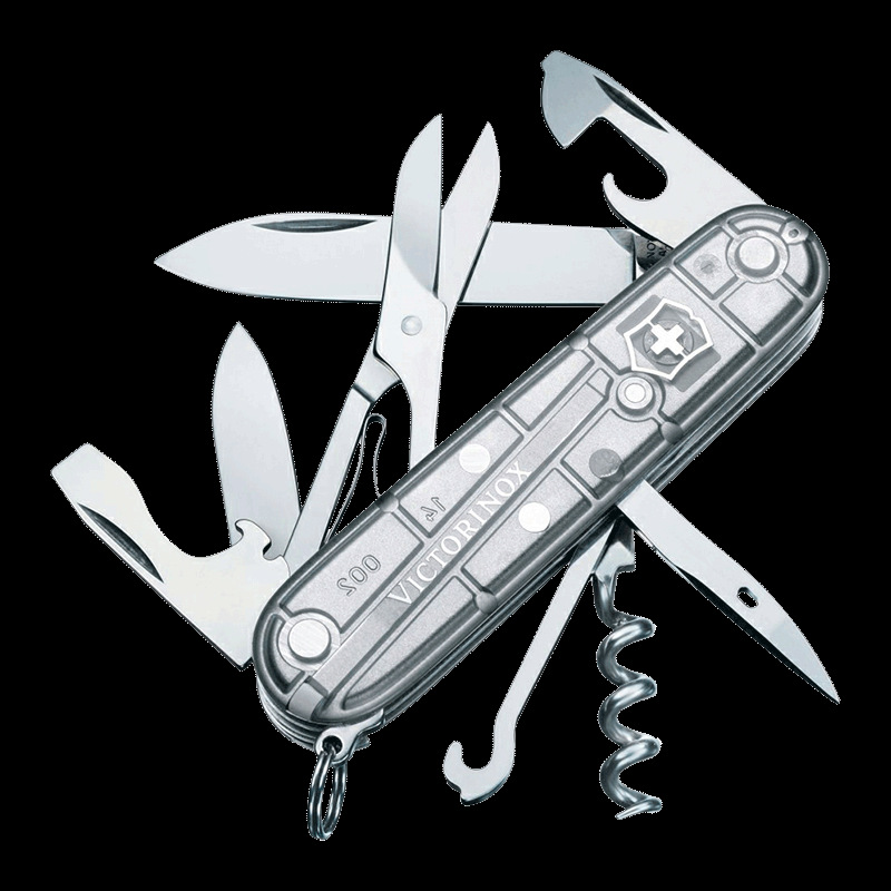 维氏瑞士军刀 91MM透明银攀登者 1.3703.T7  户外多功能折叠刀