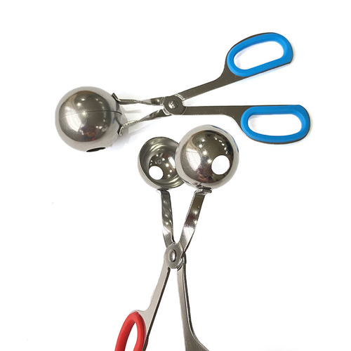 Large handle meatball clip set, rubber plastic handle meatball maker, red small + blue large