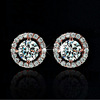 Demi-season earrings, zirconium, Japanese and Korean, internet celebrity, diamond encrusted