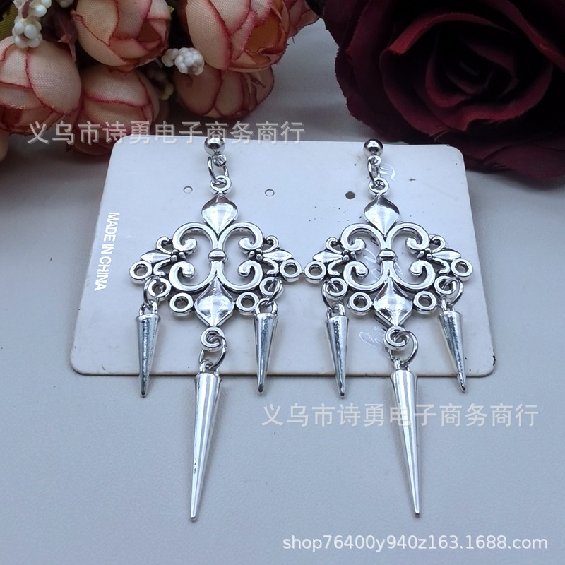 retro ruby fashionable earrings drop-shaped natural stone
