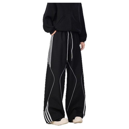 Vintage Striped Sport Trousers for Men, Streetwear Brand Couple's Style, Jazz Dance Hip-Hop Straight Leg Casual Long Pants