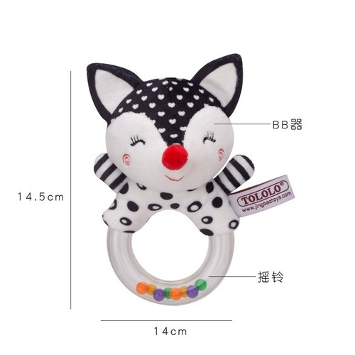Newborn baby fox elephant hand rattle round hand zipper bag combination set cartoon animal rubber ring rattle
