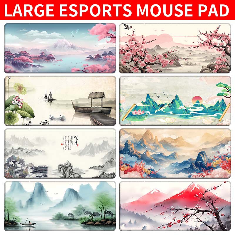 特大古画風景柄マウスパッド、キーボードパッド、特大厚手縁取りオフィスデスクパッド、ワンピース販売|undefined