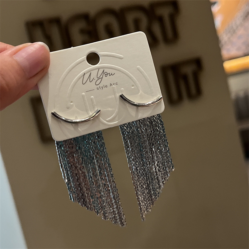 Fashion Solid Color Copper Tassel Plating Drop Earrings 1 Pair