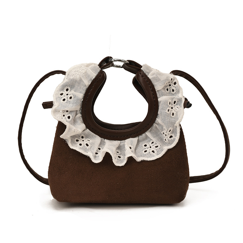 Bolsa de mano de encaje coreano para niñas, mini lindos bebés mochila simple de color sólido para niños.