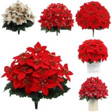跨境仿真花圣诞一品红假花家居装饰摆件节日场景布置仿真绿植批发