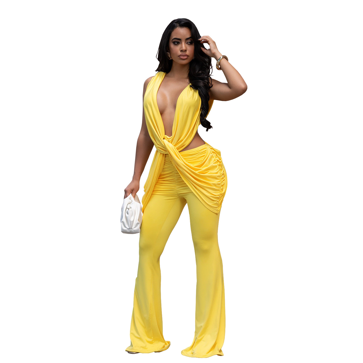 C7722 Aliexpress transfronterizo Amazon Europa y América moda femenina sexy de espalda descubierta de color sólido bolsas de caderas delgadas image 9