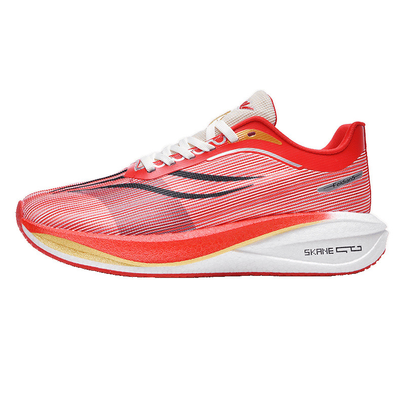 Guochao juvenil placa de carbono de palma completa zapatos de carreras para hombres 2025 nuevos zapatos de malla transpirables de explosión real