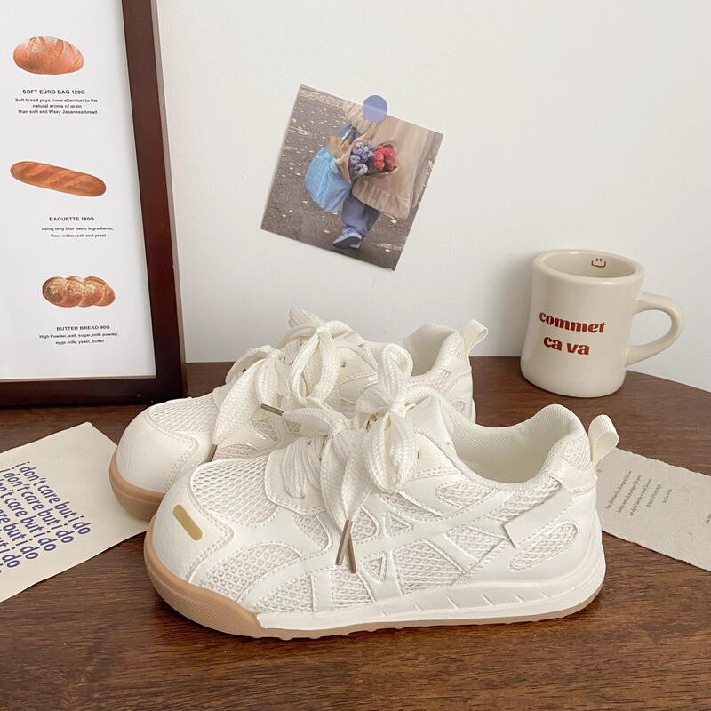 Cute and Quirky Mesh White Sneakers for Women, German Training Style, 2025 Summer New Chic Niche Design, Thin Style, Casual Sports Shoes Cute and Quirky Mesh White Sneakers for Women, German Training Style, 2025 Summer New Chic Niche Design, Thin Style, Casual Sports Shoes