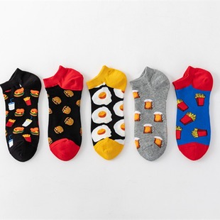 Spot new cross-border gourmet series boat Socks casual socks wholesale creative colorful socks summer cotton socks