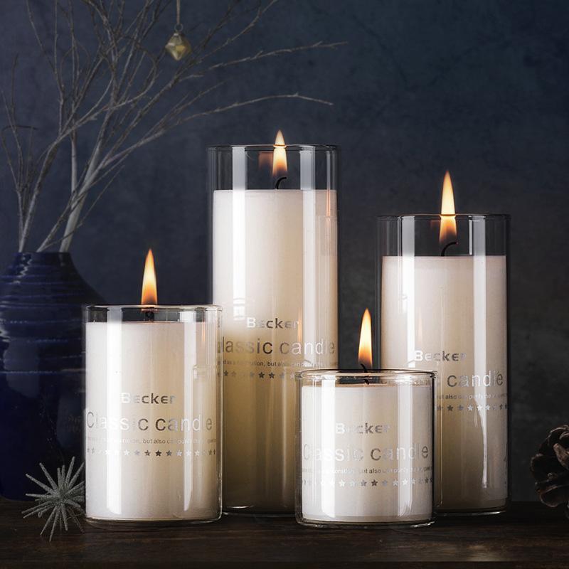 Transparent glass candle