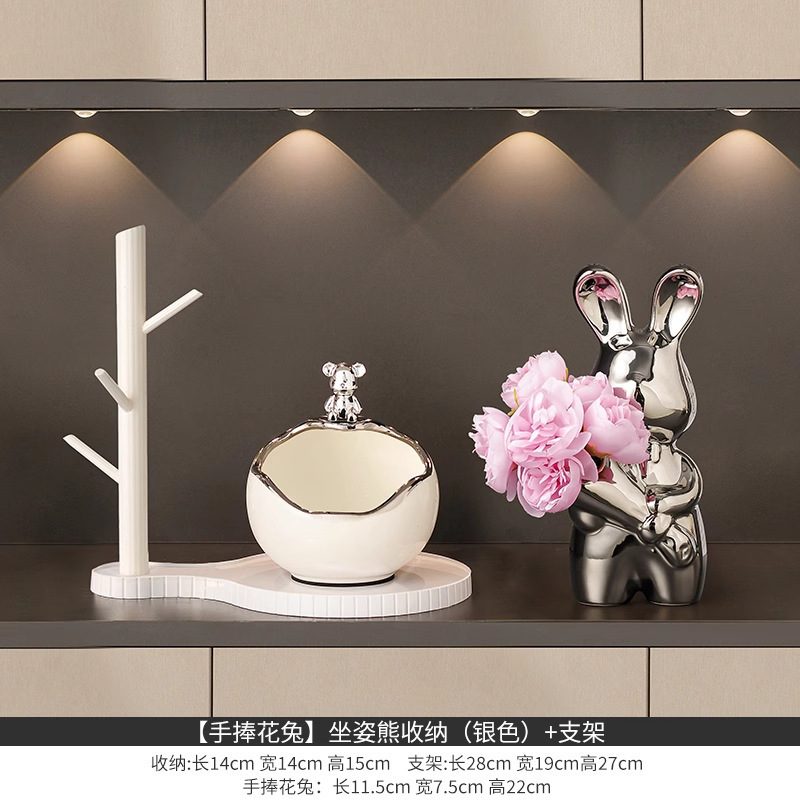 暴力熊入户玄关摆件钥匙收纳进门门口鞋柜客厅装饰品乔迁新居礼品|undefined