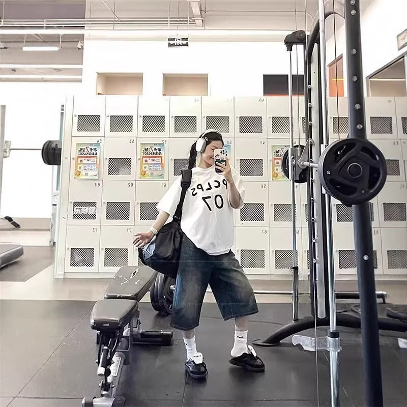 Plus Size American Retro High Street Pleated Cropped Jeans for Women Summer High Waist Loose Slimming Straight Wide Leg Shorts