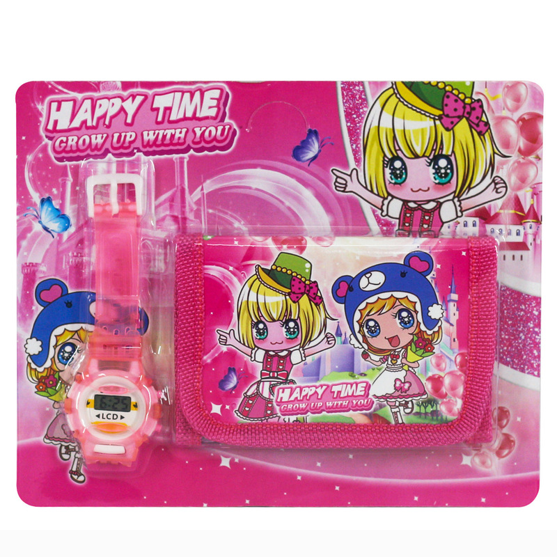 Kindergarten Student Electronic Watch + Cartoon Wallet Dinosaur Shark Children's Watch Set Prize Gift Foreign Trade