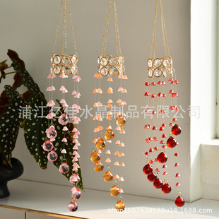 TEMU cross-border new product garden decoration multi-color exquisite crystal lily orchid sun catcher crystal wind chime pendant