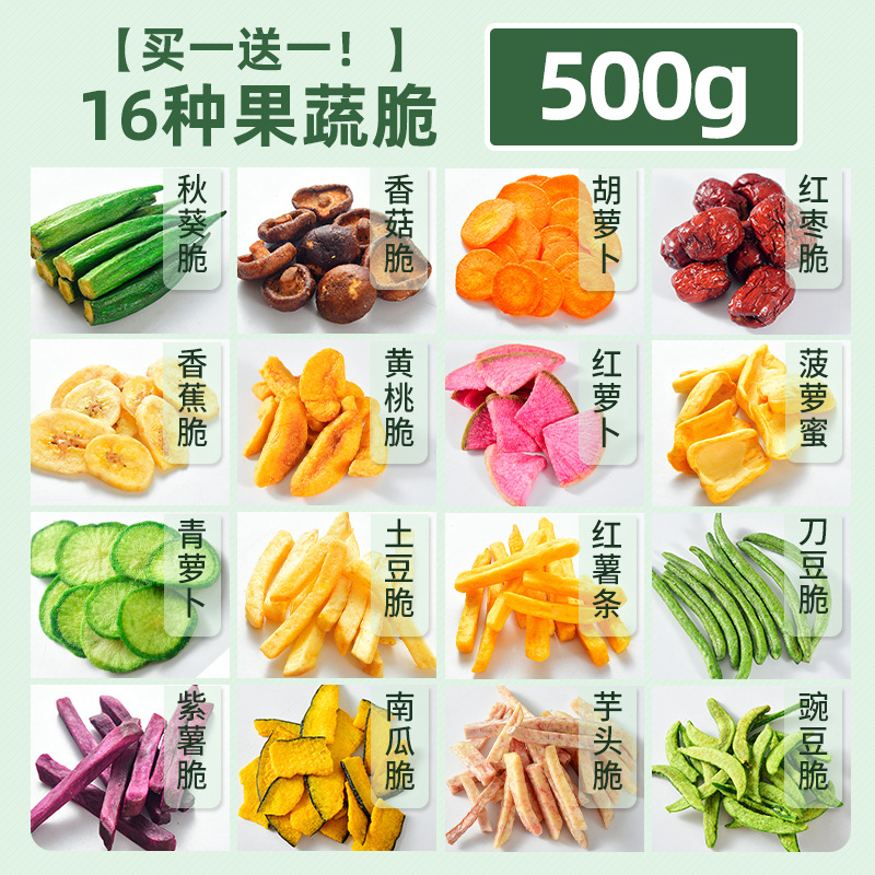 【하나 사면 하나 무료! 】과일 및 야채 칩 16종 500g (250g 구매시 250g 무료)