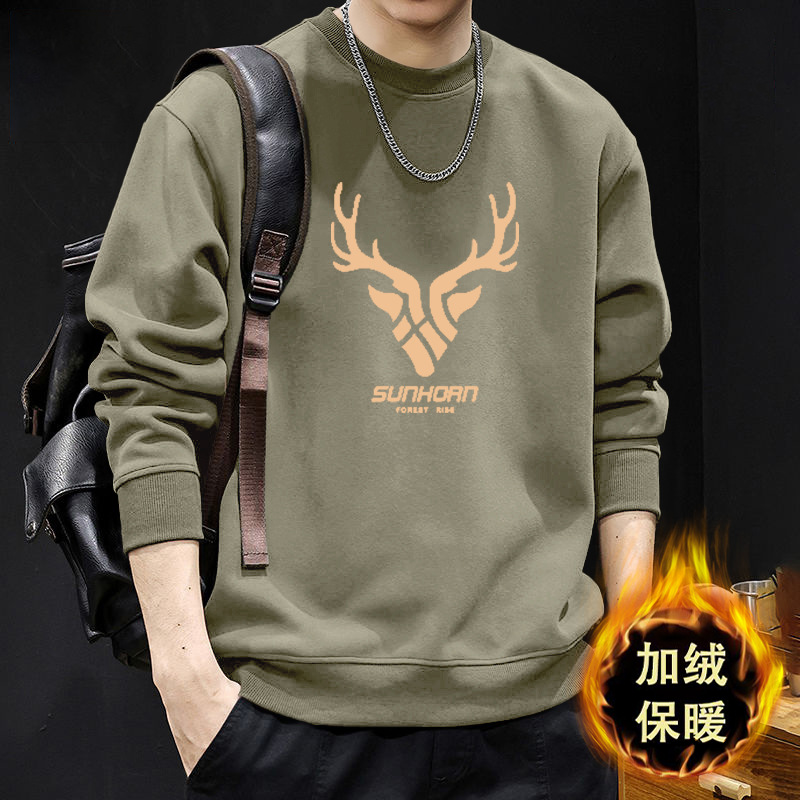 Nueva camiseta de cuello redondo para hombres otoño y invierno estilo de moda americana pareja camiseta de otoño chaqueta de moda para hombres