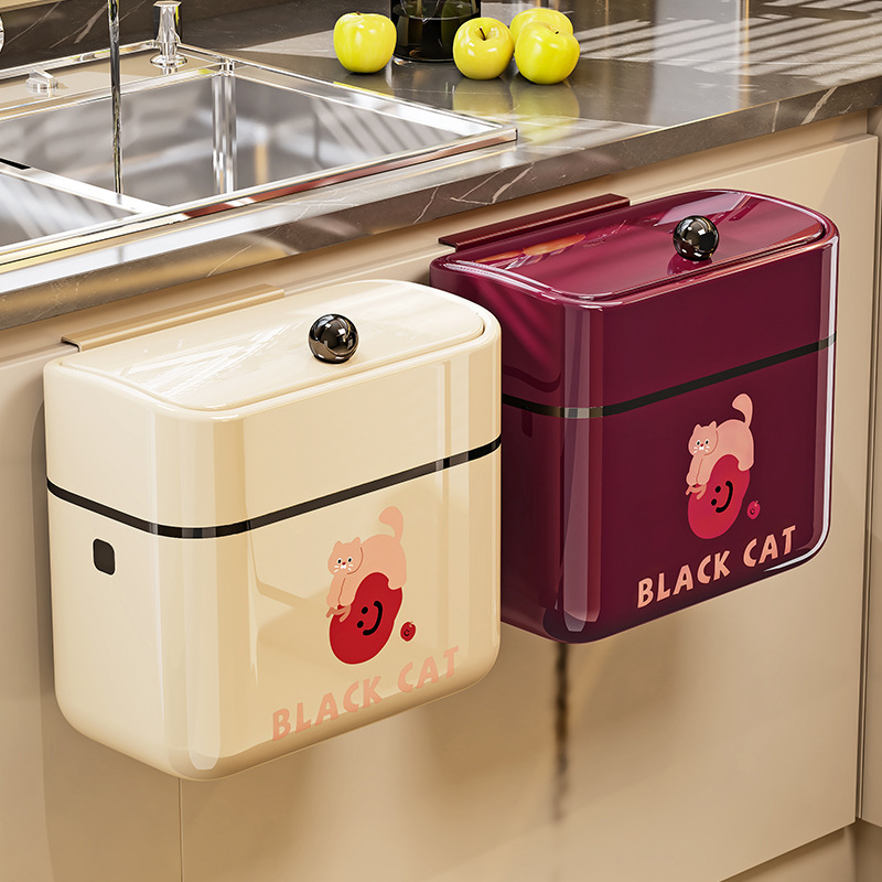 Kitchen Household Wall-Mounted Trash Can Bathroom 2025 New High-Value Hanging Vegetable Kitchen Waste Paper Basket