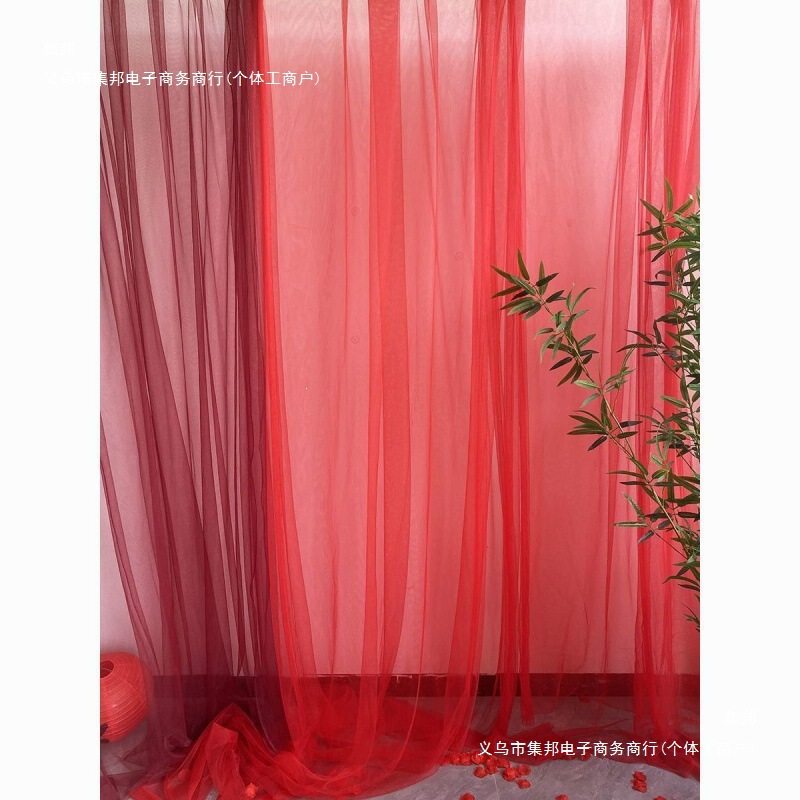 Red Gauze Chinese-Style Decoration Net Fabric Wedding Backdrop Curtain Red Soft Net Gauze Red Gauze Chinese-Style Decoration Net Fabric Wedding Backdrop Curtain Red Soft Net Gauze