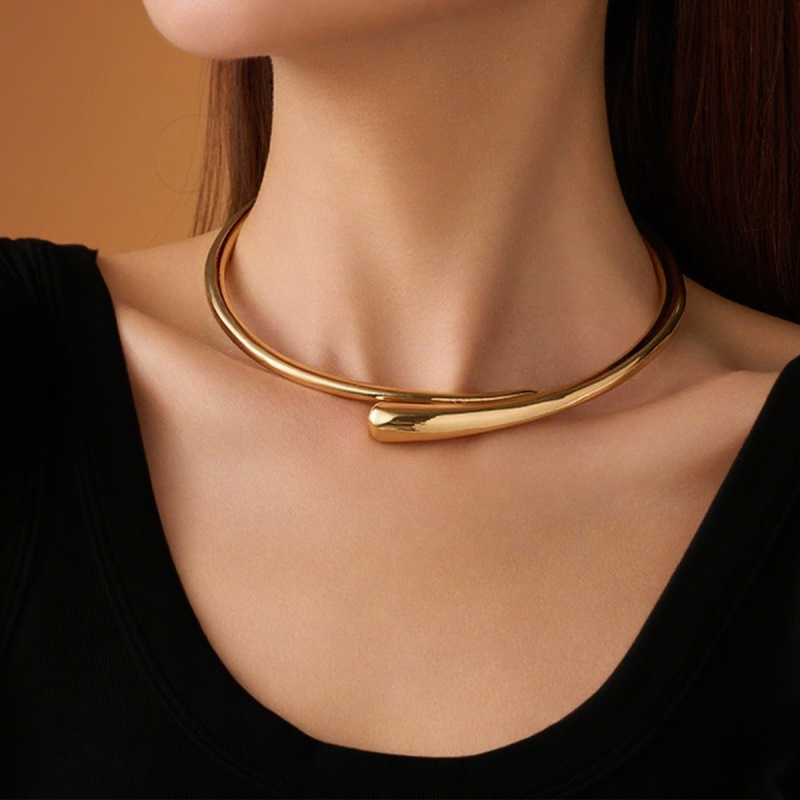 Cross-Border New Minimalist Style Teardrop Open Choker Necklace for Women, Light Luxury Fashion Clavicle Chain, Simple High-End Jewelry Wholesale Cross-Border New Minimalist Style Teardrop Open Choker Necklace for Women, Light Luxury Fashion Clavicle Chain, Simple High-End Jewelry Wholesale