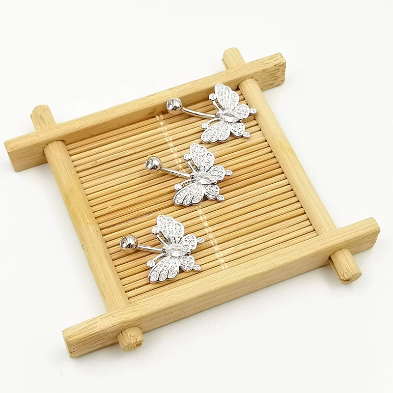 Belly button piercing, zirconium, silver 925 sample, European style, (Cross-border trading), wholesale
