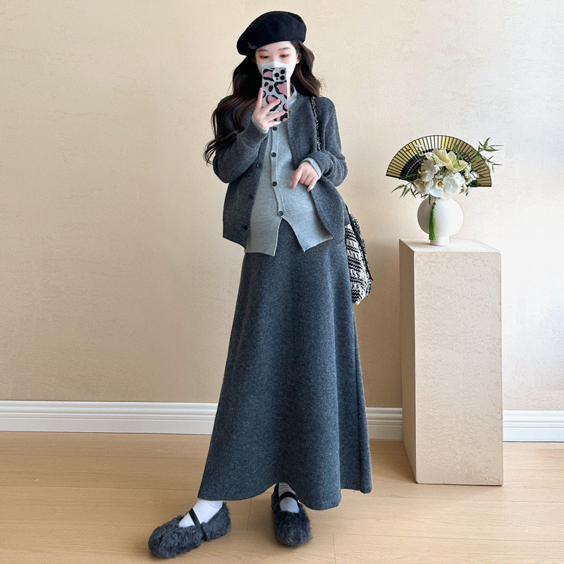 임산부 원피스 봄 가을 겨울 아우터웨어 스웨터 상의 니트 스커트 투피스 스커트 겨울 의류 여성