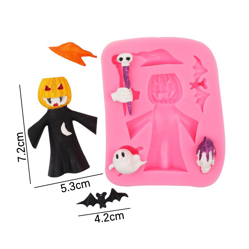 Halloween araña bat cuerno fantasma cráneo silicona molde fondant cake hornear decoración de chocolate