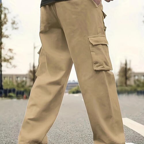 Men's American/European Size Multi-Pocket Work Pants Casual Sport Loose Casual Running Pants