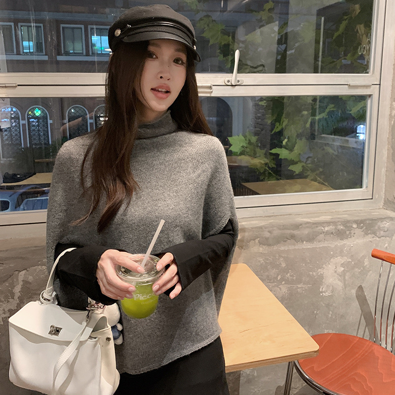 HONG SHIRT MANHATTAN 2024 새로운 부자 여성 탑 우아한 의식 니트 외부 목도리 판초 풀오버